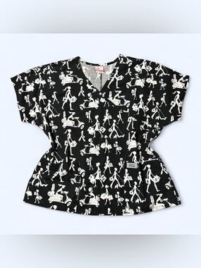 Y2K Black Graphic Scrubs Top by Izzy!